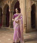 Pink Designer Weaving Satin silk blend Saree With Designer Blouse