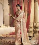 Peach Designer Weaving Satin silk blend Saree With Designer Blouse