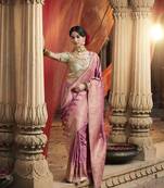 Light Purple Designer Weaving Satin silk blend Saree With Designer Blouse