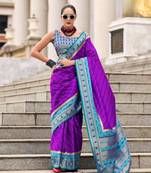 Violet Designer Weaving Pure Soft Faux Banarasi Silk Saree With Designer Blouse