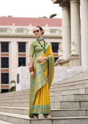 Yellow Designer Weaving Pure Soft Faux Banarasi Silk Saree With Designer Blouse 1