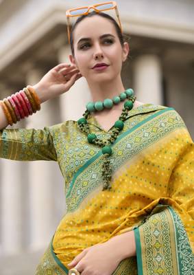 Yellow Designer Weaving Pure Soft Faux Banarasi Silk Saree With Designer Blouse 3
