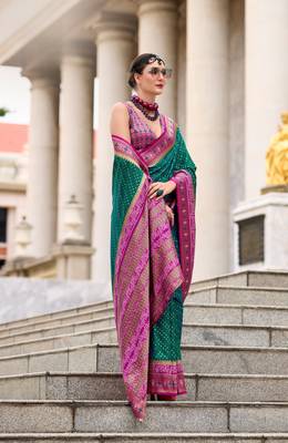 Green Designer Weaving Pure Soft Faux Banarasi Silk Saree With Designer Blouse 1