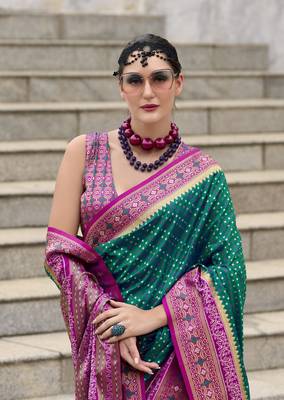 Green Designer Weaving Pure Soft Faux Banarasi Silk Saree With Designer Blouse 2
