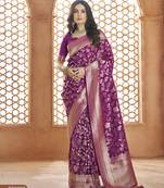 Purple Designer Weaving Pure Soft Faux Banarasi Silk Saree With Designer Blouse