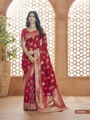 Maroon Designer Weaving Soft Faux Banarasi Silk Saree With Designer Blouse 1