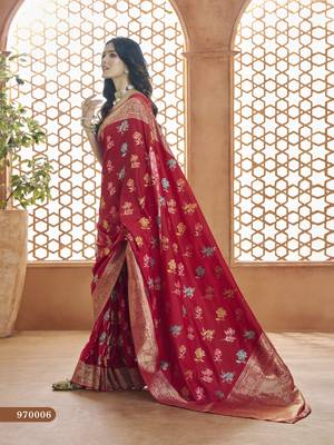Maroon Designer Weaving Soft Faux Banarasi Silk Saree With Designer Blouse 2