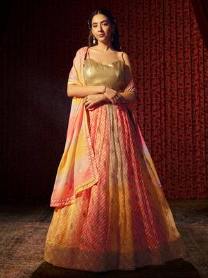 Multicolor Ombre Organza Festive Lehenga Choli 1