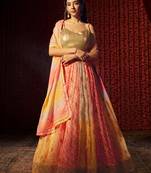 Multicolor Ombre Organza Festive Lehenga Choli