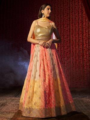 Multicolor Ombre Organza Festive Lehenga Choli 2
