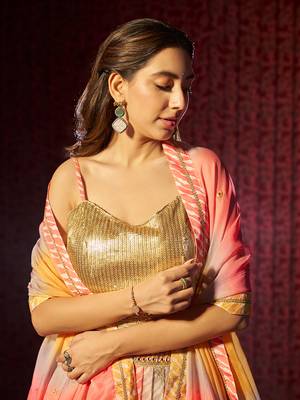 Multicolor Ombre Organza Festive Lehenga Choli 3