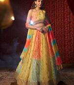 Yellow One-Shoulder Festive Lehenga
