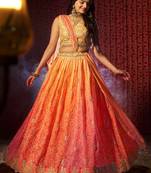 Orange Embroidered Lehenga Choli Set Festivals