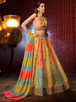 Yellow One-Shoulder Festive Lehenga 2
