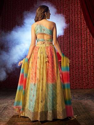 Yellow One-Shoulder Festive Lehenga 4