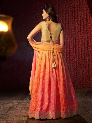 Orange Embroidered Lehenga Choli Set Festivals 4