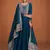 Navy blue designer embroidered heavy premium silk semi stitched anarkali suit