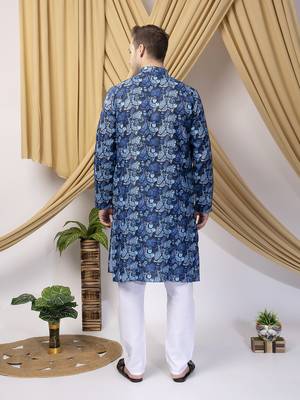 Hangup men casual  printed cotton kurta-pajama 5