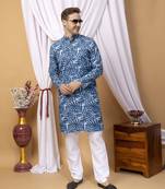 Hangup men casual  printed cotton kurta-pajama