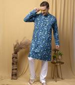 Hangup men casual  printed cotton kurta-pajama