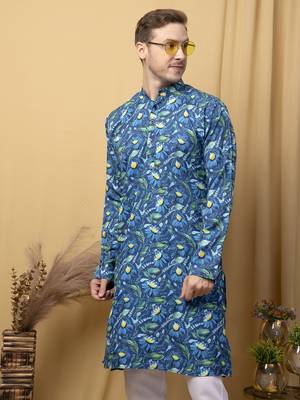 Hangup men casual  printed cotton kurta-pajama 4