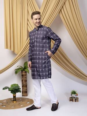 Hangup men casual  printed cotton kurta-pajama 2
