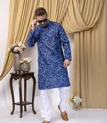 Hangup men casual  printed cotton kurta-pajama