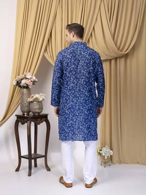 Hangup men casual  printed cotton kurta-pajama 5