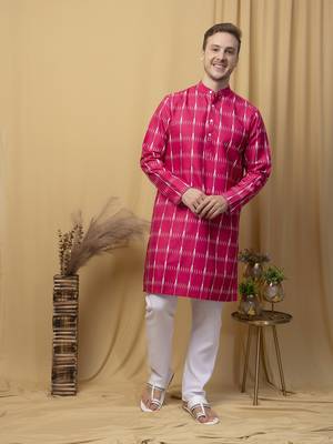 Hangup men casual  printed cotton kurta-pajama 1