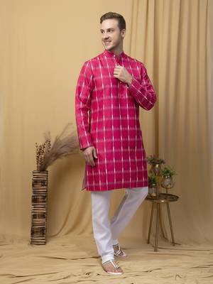 Hangup men casual  printed cotton kurta-pajama 3