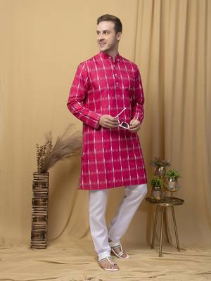 Hangup men casual  printed cotton kurta-pajama 4