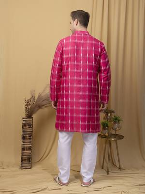 Hangup men casual  printed cotton kurta-pajama 5