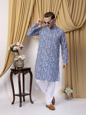Hangup men casual  printed cotton kurta-pajama 1
