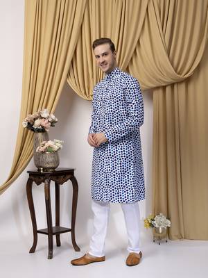 Hangup men casual  printed cotton kurta-pajama 2