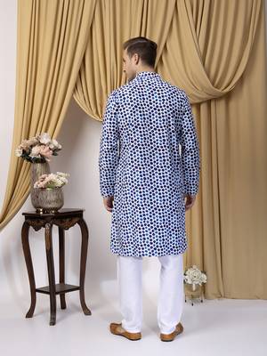 Hangup men casual  printed cotton kurta-pajama 5