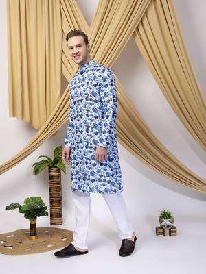 Hangup men casual  printed cotton kurta-pajama 2