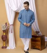 Hangup men casual  printed cotton kurta-pajama