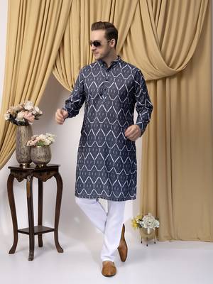 Hangup men casual  printed cotton kurta-pajama 1