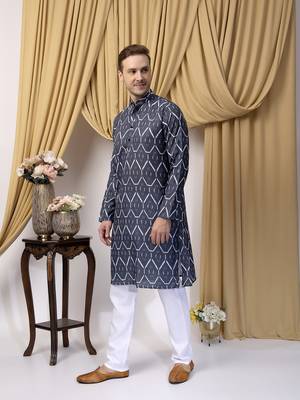 Hangup men casual  printed cotton kurta-pajama 2