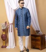 Hangup men casual  printed cotton kurta-pajama