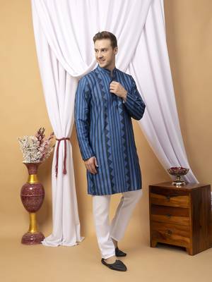 Hangup men casual  printed cotton kurta-pajama 3