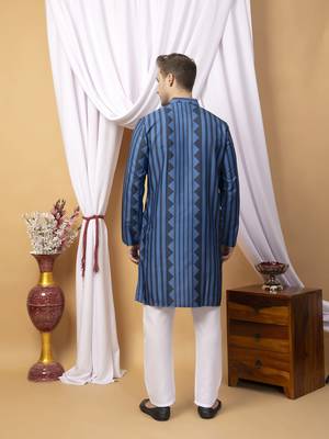 Hangup men casual  printed cotton kurta-pajama 5