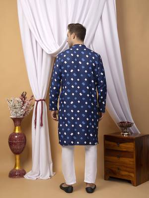 Hangup men casual  printed cotton kurta-pajama 5