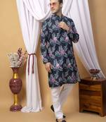 Hangup men casual  printed cotton kurta-pajama