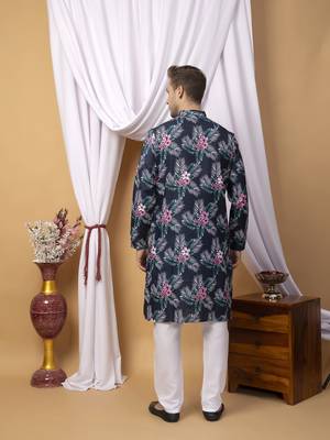 Hangup men casual  printed cotton kurta-pajama 5