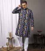 Hangup men casual  printed cotton kurta-pajama