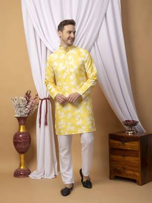Hangup men casual  printed cotton kurta-pajama 1