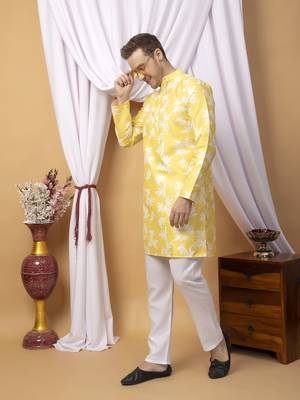 Hangup men casual  printed cotton kurta-pajama 2