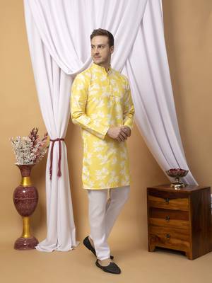 Hangup men casual  printed cotton kurta-pajama 3
