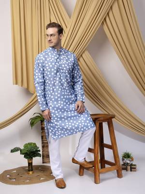 Hangup men casual  printed cotton kurta-pajama 1